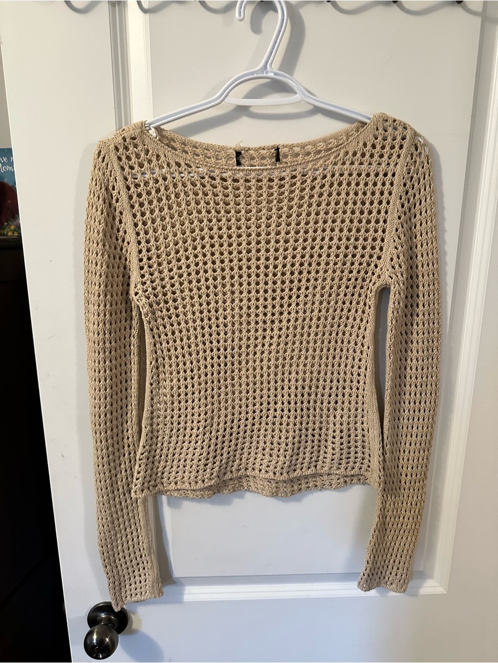 Women's Open-Knit Long Sleeve Sweater - Cream